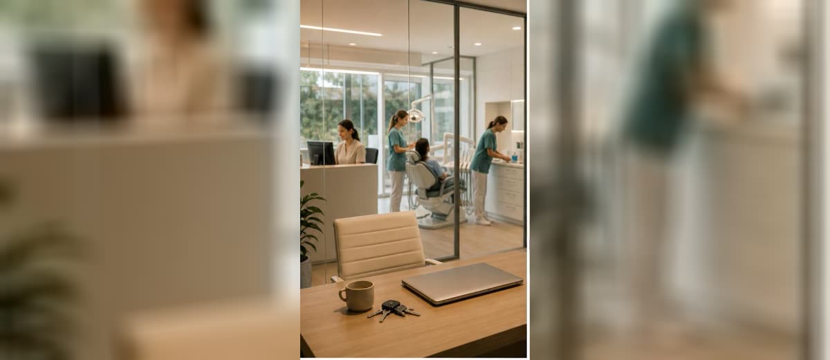 Recepción de clínica dental funcionando sin la presencia constante del dueño