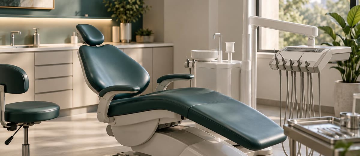 Sillón dental vacío en clínica moderna